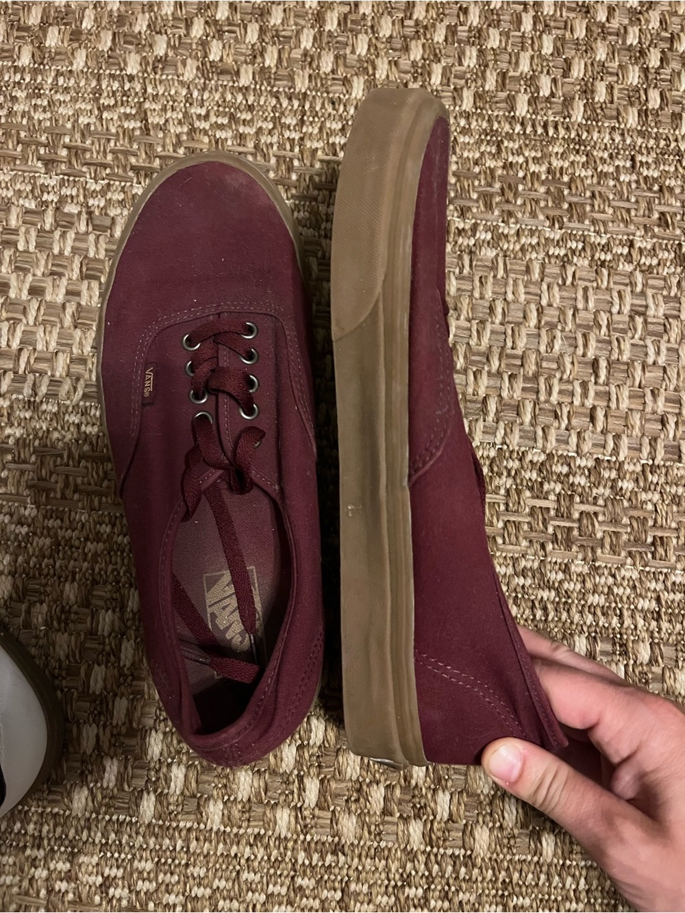 Vans Men's Maroon Canvas Low-Top Sneakers with Gum Sole